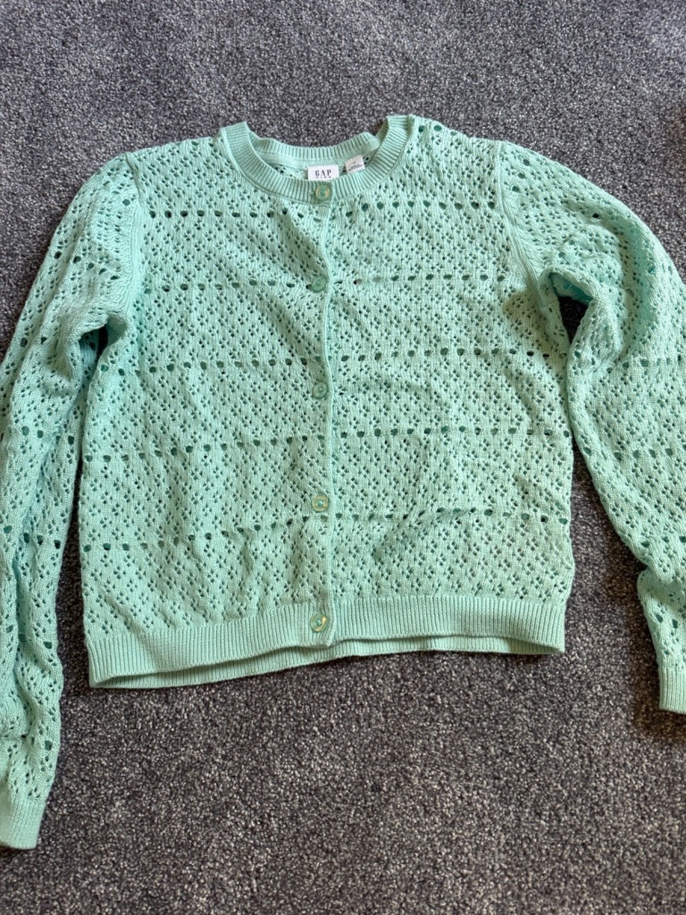 GAP kids Mint Green Openwork Button Cardigan